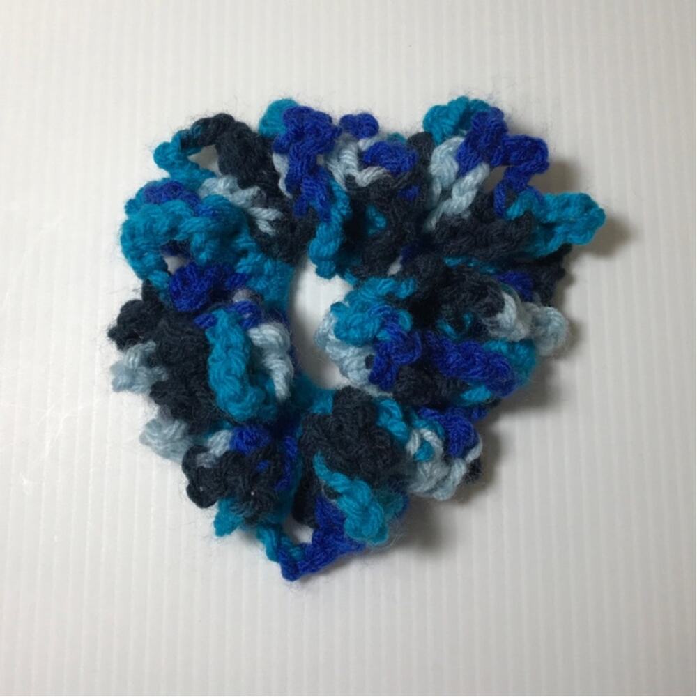 NWT Shades of Blue Handmade Crocheted Hair Scrunchie